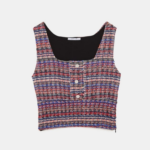 NWT Zara Metallic Thread Crop Top Small - Picture 4 of 11